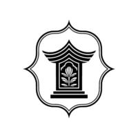 Elegant Asian Pavilion Emblem, Minimalist, Architecture vector