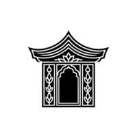 Intricate Asian Window Silhouette, Minimalist vector