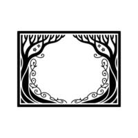 Gothic Forest Frame, Intricate Black Branches, Vintage vector