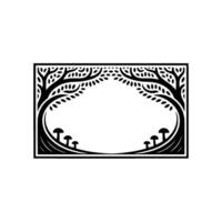 Art Nouveau Forest Frame, Elegant Botanical Illustration vector