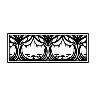 Gothic Forest Border, Intricate Black Cutout
