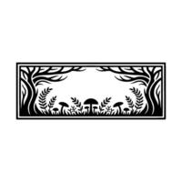 Stylized Forest Border, Intricate Silhouette vector