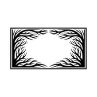 Stylized Branch Border, Minimalist Black White Frame vector