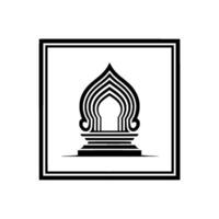 Intricate Thai Pavilion Emblem, Minimalist vector