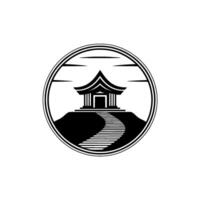 Serene Pavilion Minimalist Emblem of Tranquility vector