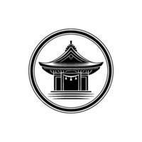 Serene Japanese Pagoda Emblem, Minimalist vector