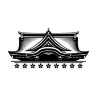 Japanese Temple Silhouette, Intricate, Serene Minimalism vector