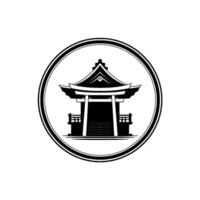 Japanese Temple Emblem, Minimalist, Serene Symbol, Circular vector