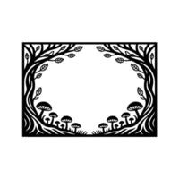 Intricate Forest Frame, Botanical Illustration, Vintage Style vector