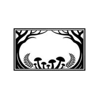 Forest Frame Stylized Mushrooms and Branches vector