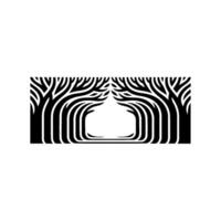 Abstract Tree Portal, Minimalist Silhouette, Geometric Depth vector