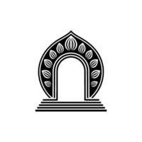 Stylized Archway with Leaf Motifs Minimalist Emblem vector