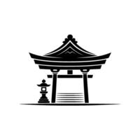 Serene Japanese Torii Gate Emblem, Minimalist vector