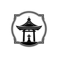 Serene Japanese Pagoda Emblem, Minimalist, Minimalism vector