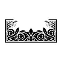 Elegant Black Floral Border, Vintage Element, Branch vector