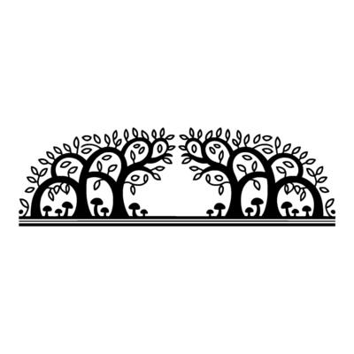 Stylized Forest Border, Minimalist Line Art, Trees