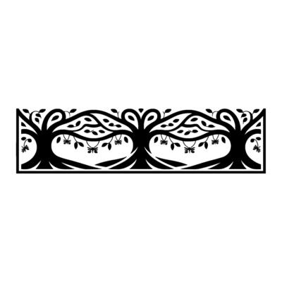 Stylized Black Tree Border, Elegant Botanical