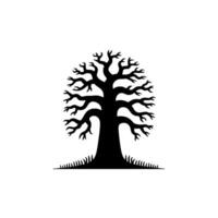 Stark Silhouette Tree, Minimalist Emblem, Ancient Wisdom vector