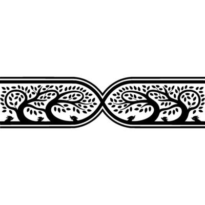 Stylized Tree Border, Vintage Botanical Illustration - Foliage