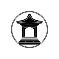 Minimalist Japanese Pagoda Emblem, Serene Symbol, Circle vector