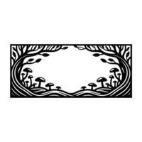 Stylized Forest Frame Mushroom Branch Border vector