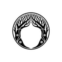 Circular Tree Emblem, Ancient Roots, Symbolic Growth vector