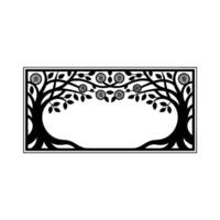 Stylized Black White Tree Frame, Art Deco vector