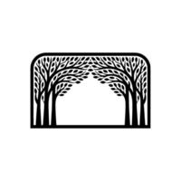 Stylized Tree Archway, Minimalist Silhouette, Tranquil Pathway vector