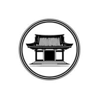 Japanese Pagoda Emblem, Minimalist, Japan vector