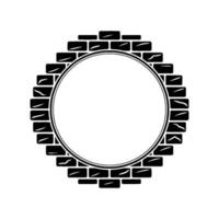 Geometric Circle Frame, Stylized Brick Pattern vector
