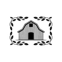 Rustic Barn Emblem, Vintage Farmhouse Illustration, Botanical vector