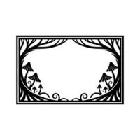 Stylized Forest Frame, Black White, Intricate vector