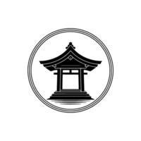 Serene Japanese Torii Gate Emblem, Minimalist, Japan vector