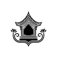 Intricate Asian Window Emblem, Serene Reflection vector