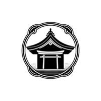 Japanese Torii Gate Emblem, Minimalist, Traditional vector