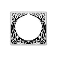 Ethereal Moonframe Black White Botanical Illustration vector