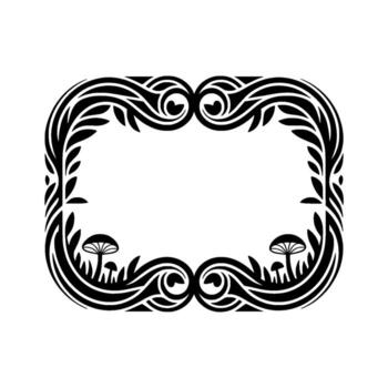 Intricate Botanical Frame, Mystical Forest Motif vector
