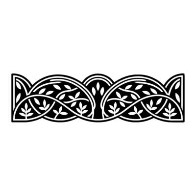 Intricate Celtic Border, Stylized Leaf Pattern, Vintage