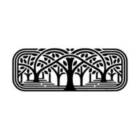 Stylized Tree Emblem, Vintage Botanical Illustration, Geometric vector