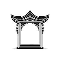 Intricate Asian Gateway, Elegant Silhouette vector
