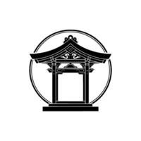 Japanese Torii Gate Emblem, Minimalist, Decorative vector