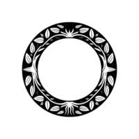 Elegant Botanical Circle Frame, Vintage Style, Monochromatic vector