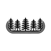 Minimalist Forest Silhouette, Tranquil Woodland Emblem, Trees vector