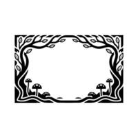 Stylized Forest Frame, Art Nouveau Botanical Border, Decorative vector