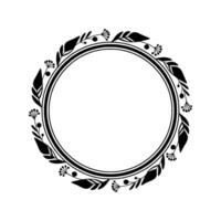 Elegant Botanical Circle Frame, Minimalist, Leaves - Floral vector