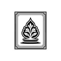 Intricate Floral Emblem, Geometric Frame, Elegant vector