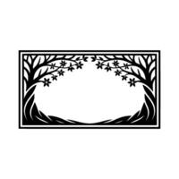 Elegant Black White Tree Frame, Decorative Border vector