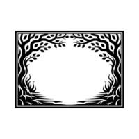 Stylized Tree Archway, Black White, Organic Frame, Minimalist vector