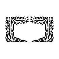 Elegant Botanical Frame, Black White, Organic, Trees vector