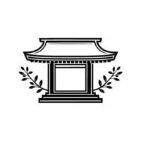 Elegant Asian Gateway, Minimalist Emblem, Symbolic Portal vector